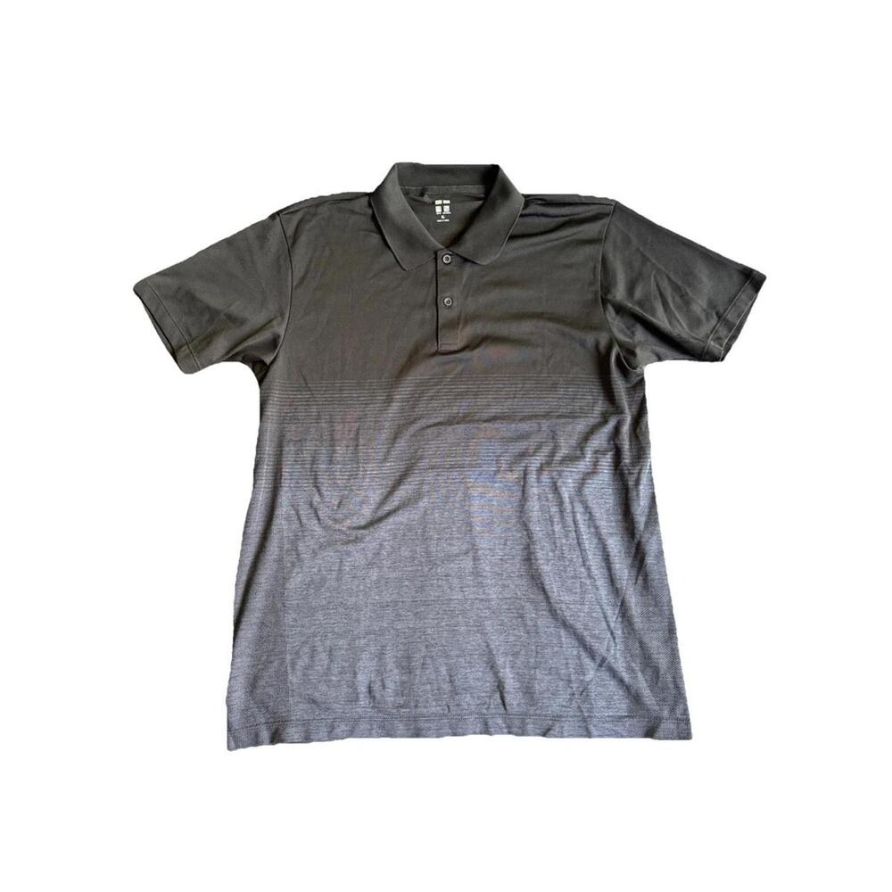 Uniqlo Adult Men Polo Shirt Size XL Black Blue Dry-Ex Odor Control Short Sleeve